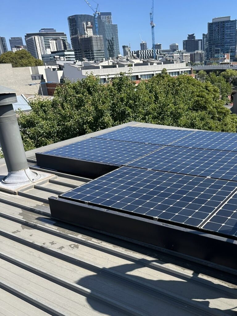 Solar panels being cleaned in Melbourne