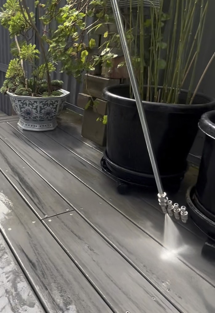 Pressure washing of a deck in MELBOURNE